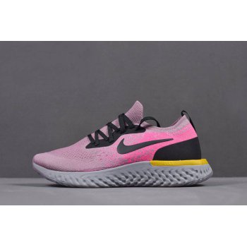 WoNike Epic React Flyknit Pink Yellow Black Grey Running Shoes AQ0070-500 Shoes
